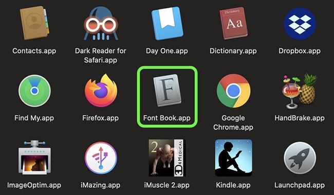 Khởi động ứng dụng Font Book