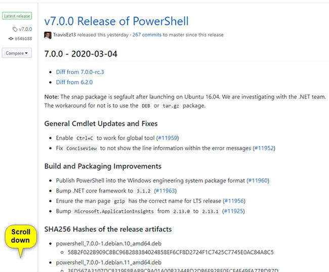 Cuộn xuống Nội dung cho Powershell 7.0.0