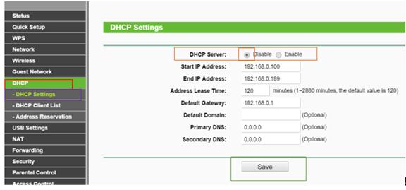 Hủy kích hoạt máy chủ DHCP