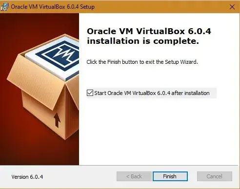 Oracle VM VirtualBox đã được cài đặt thành công