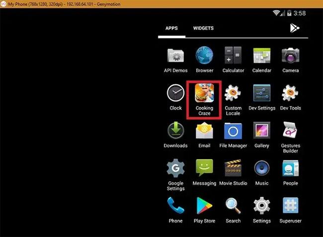 Ứng dụng đã tải xuống được cài đặt trên trình giả lập Genymotion