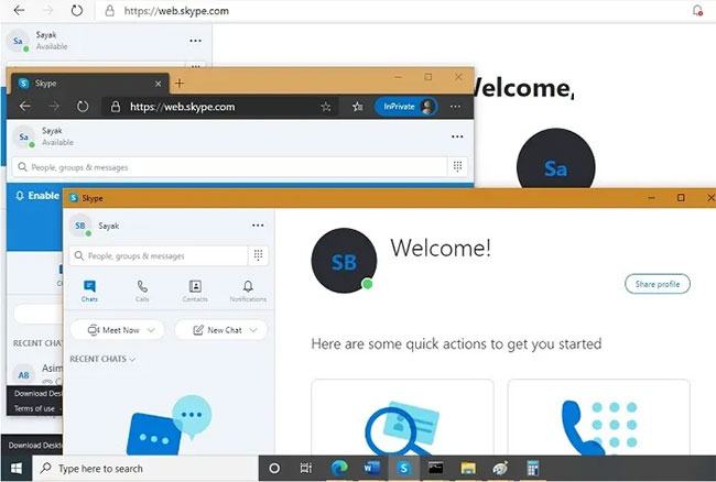Sử dụng phiên bản trình duyệt web của Skype