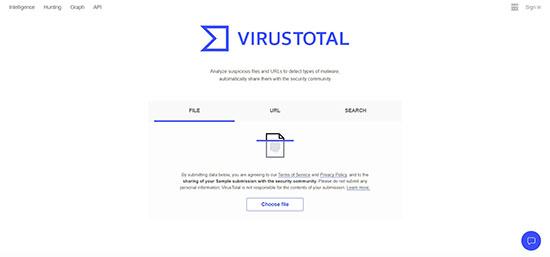 Trang web Virustotal 