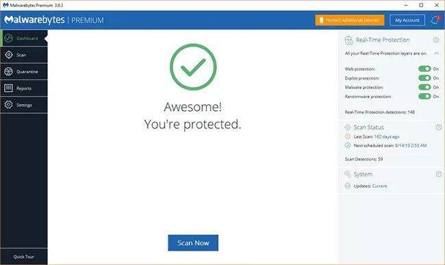 MalwareBytes là một công cụ phát hiện và loại bỏ phần mềm độc hại miễn phí