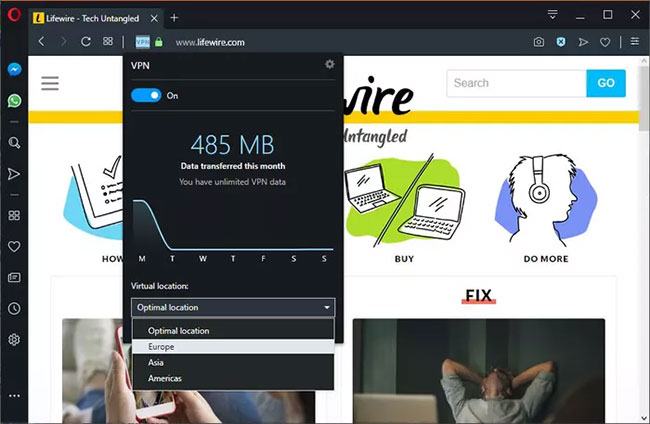 Opera VPN là một trong những VPN nhanh nhất hiện có