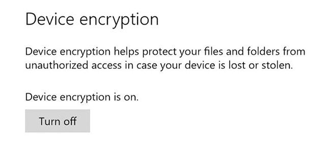 Bật mã hóa thiết bị trong Windows 10