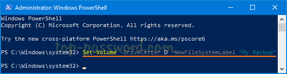 Đổi tên ổ cứng thành PowerShell