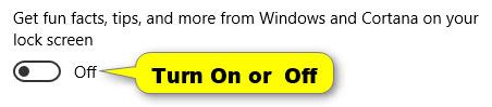 Bật hoặc tắt Thông tin thú vị, Mẹo, v.v. từ Windows và Cortana trên màn hình khóa của bạn