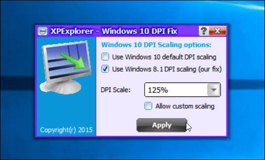 Chọn Sử dụng Windows 8.1 DPI Scaling và nhấp vào Áp dụng