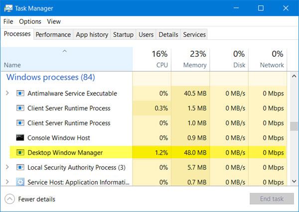 DWM.exe có thể được sử dụng để hiển thị các hiệu ứng hình ảnh trên màn hình nền