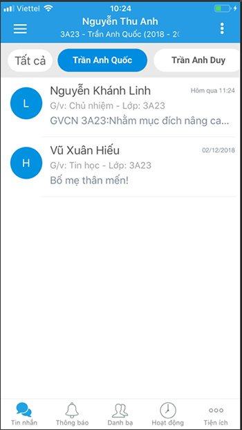 Giao diện tin nhắn 