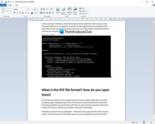 Bấm đúp để mở tệp trong WordPad