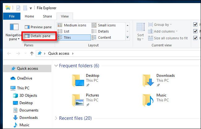 File Explorer cũng có một tính năng liên quan được gọi là Ngăn chi tiết