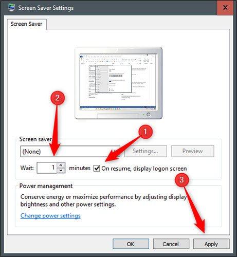 Chọn số phút bạn muốn vượt qua trước khi PC khóa