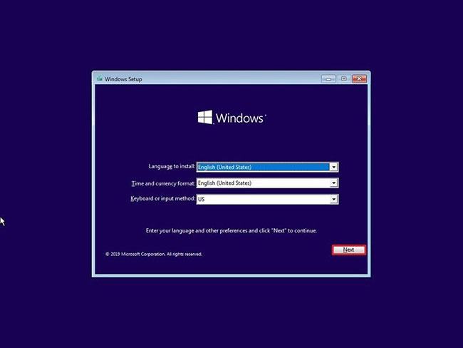 Trên trang thiết lập Windows, nhấp vào nút Tiếp theo