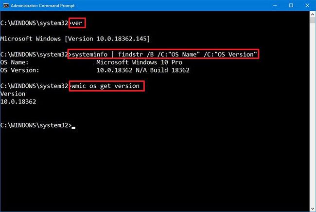 Nhập lệnh trên để nhận thông tin phiên bản Windows 10