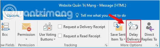 Mở cửa sổ Thuộc tính trên tab Tùy chọn