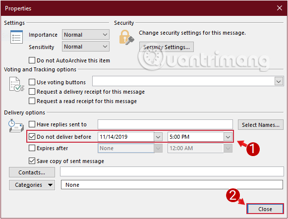 Lên lịch gửi một email cụ thể trong Outlook