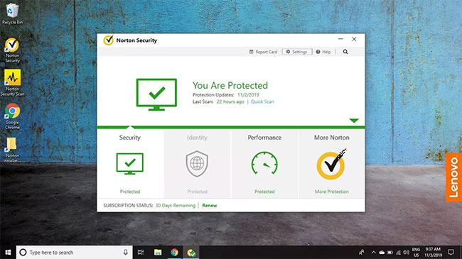 Mở phần mềm Norton Antivirus và chọn Cài đặt