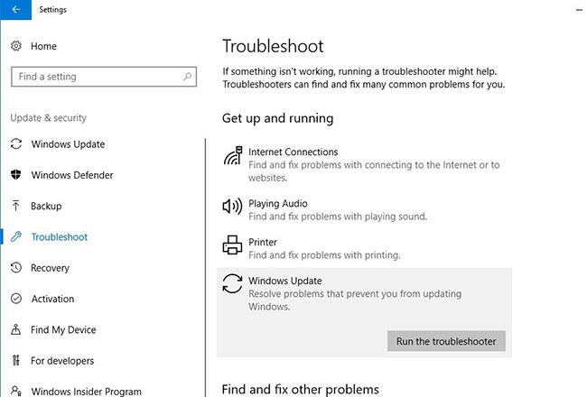 Chạy công cụ Trình gỡ rối Windows Update