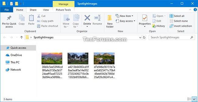 Thư mục SpotlightImages trên máy tính để bàn chứa hình ảnh Windows Spotlight 1920 x 1080 được lưu