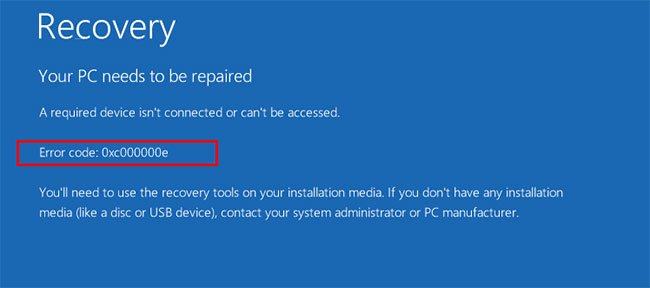 Mã lỗi 0xc00000e