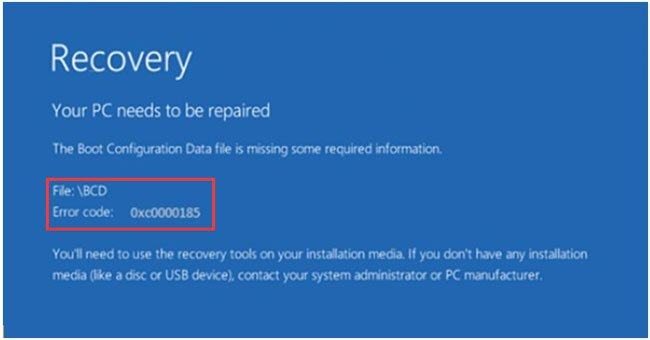 Mã lỗi 0xc0000185 gây ra bởi các tệp bị hỏng liên quan đến chức năng khởi động của PC Windows