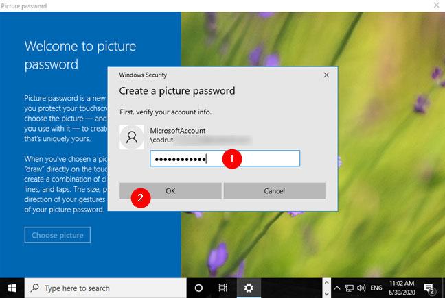 Windows 10 sẽ bắt đầu "Chào mừng bạn đến với mật khẩu hình ảnh"