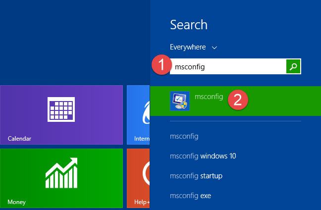 Mở cấu hình hệ thống trong Windows 8