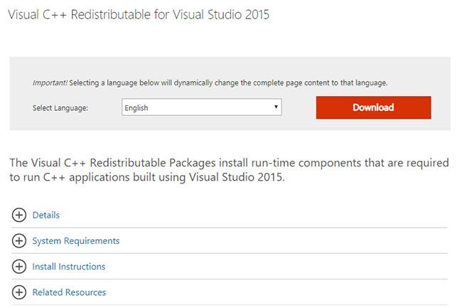 Cài đặt lại Microsoft Visual C ++ Redistributable cho Visual Studio trên máy tính để bàn