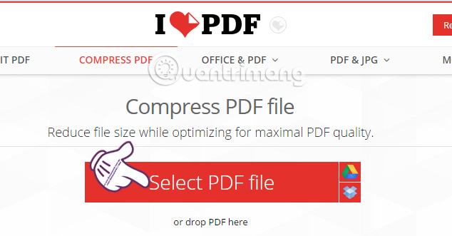Chọn tệp PDF bạn muốn nén thành ilovepdf