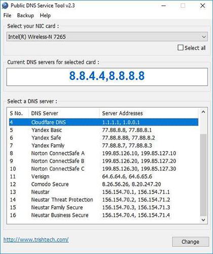 Công cụ máy chủ DNS công cộng