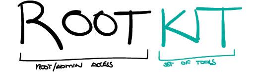 Thuật ngữ rootkit là sự kết hợp của hai từ "nguồn gốc" và "Bộ dụng cụ"