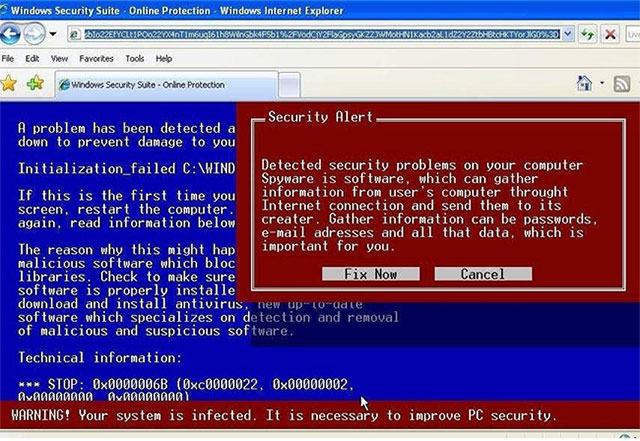 Scareware popup trên trang web