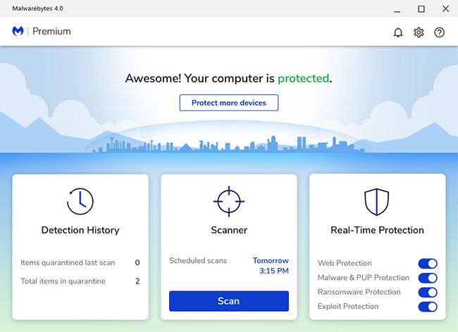 Malwarebytes là một chương trình chống phần mềm độc hại có ít tính năng hơn Norton