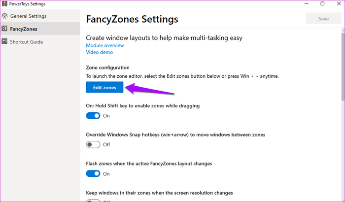 Hướng dẫn phím tắt và công cụ Fancy Zones