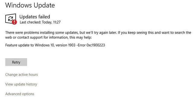 Lỗi 0xc1900223 có thể xuất hiện khi cố gắng cập nhật cài đặt Windows 10