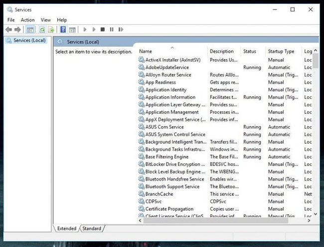 Cửa sổ Windows Services sẽ mở ra và bạn sẽ thấy số lượng dịch vụ đang chạy trên PC của mình