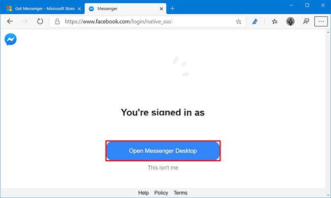 Nhấp vào nút Mở Messenger Desktop