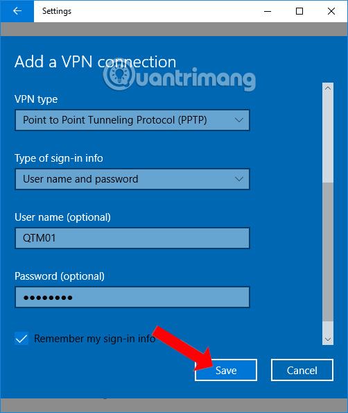 Thiết lập cho mạng VPN