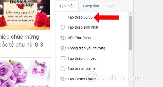 Tạo thiệp vào ngày 8 tháng 3 