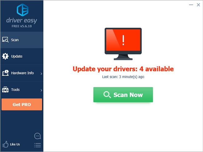 Chạy Driver Easy và nhấp vào nút Scan Now