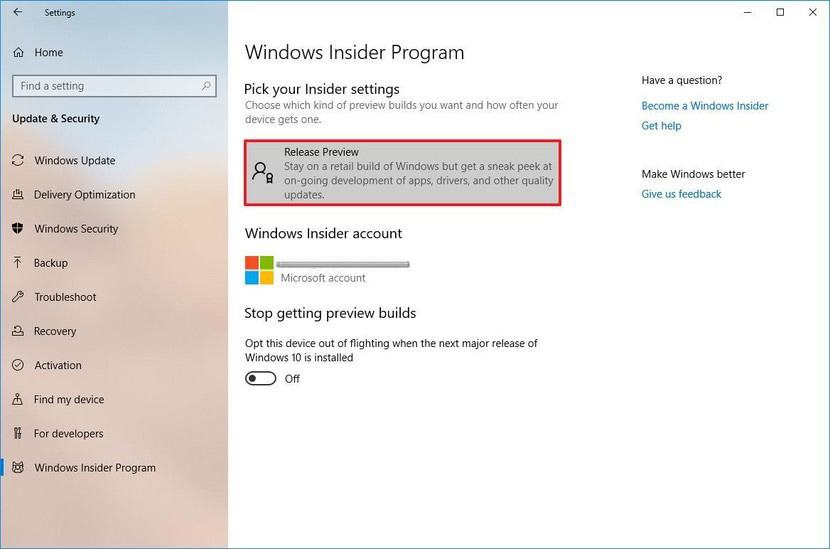 Windows Insider đã tham gia thành công