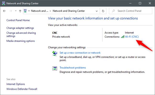Nhấp vào kết nối internet cục bộ của bạn "Xem các mạng đang hoạt động của bạn"