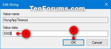 Nhập số mili giây bạn muốn cho giá trị HungAppTimeout