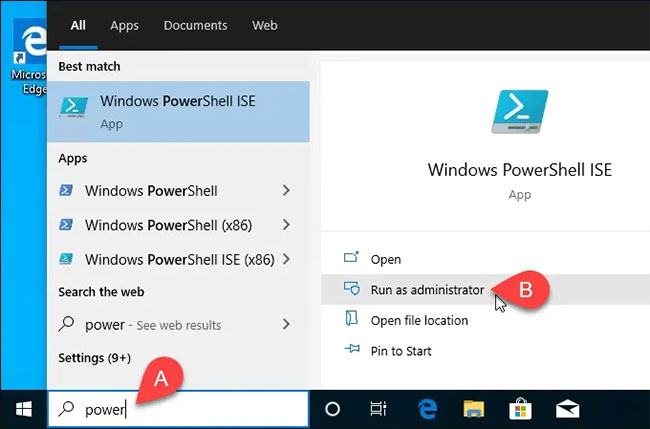 Chạy PowerShell ISE với tư cách quản trị viên