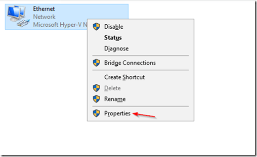 Nhấp chuột phải vào kết nối mạng và chọn Thuộc tính