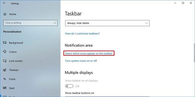 Nhấp vào tùy chọn Chọn biểu tượng xuất hiện trên khay hệ thống