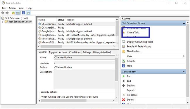 Nhấp vào tùy chọn Tạo tác vụ