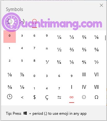 Bảng ký tự đặc biệt trong Windows 10